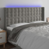 Cabecero con LED de terciopelo gris claro 183x16x118/128 cm 1