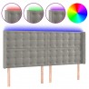 Cabeceira cama c/ luzes LED veludo 183x16x118/128cm cinza-claro 2