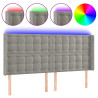Cabecero con LED de terciopelo gris claro 183x16x118/128 cm 2