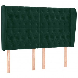 Cabeceira cama c/ abas veludo 147x23x118/128 cm verde-escuro H