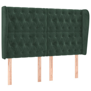 Cabecero con orejas de terciopelo verde oscuro 147x23x118/128cm H