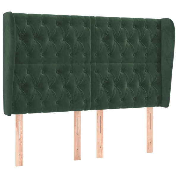 Cabecero con orejas de terciopelo verde oscuro 147x23x118/128cm M 2