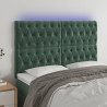Cabecero con luces LED terciopelo verde oscuro 144x7x118/128 cm 1