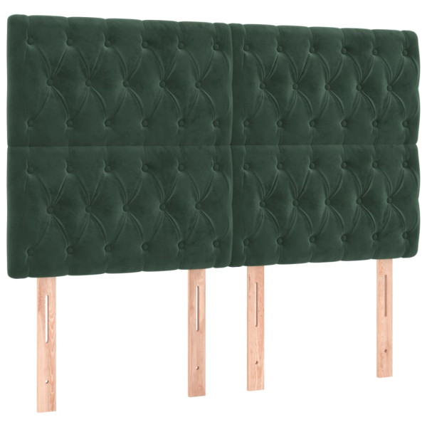 Cabecero con luces LED terciopelo verde oscuro 144x7x118/128 cm M 4