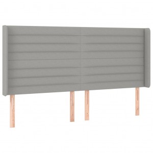 Cabeceira cama c/ abas tecido 183x16x118/128 cm cinzento-claro H