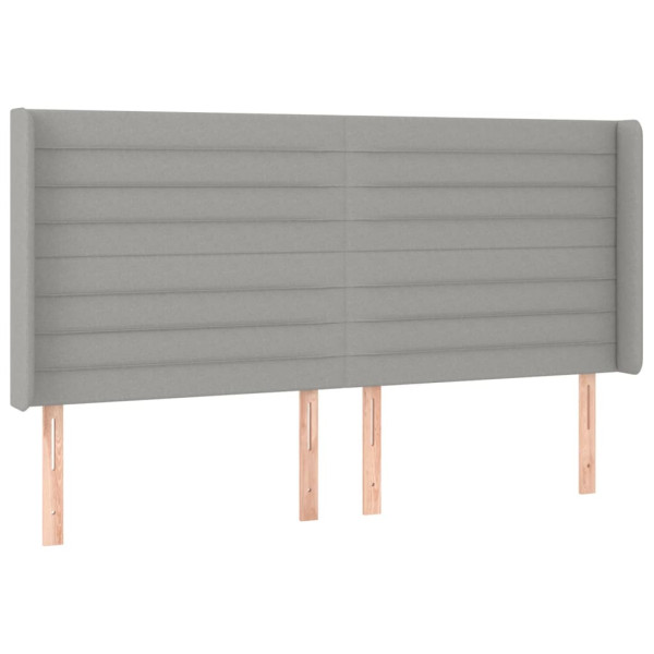 Cabecero con orejas de tela gris claro 183x16x118/128 cm M 2