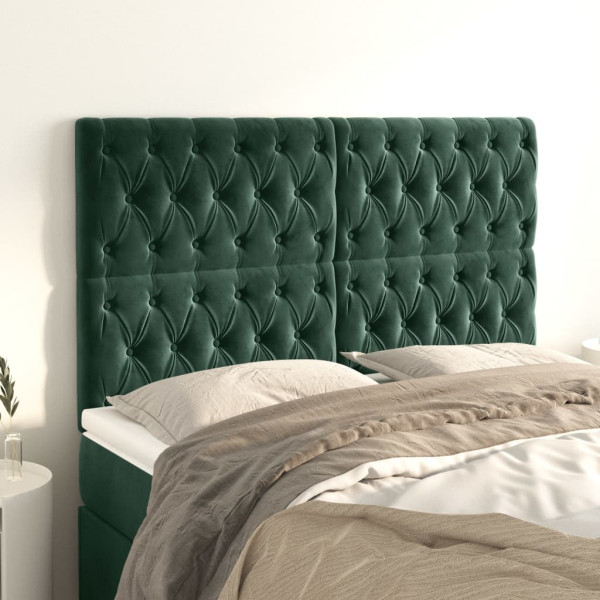 Cabeceros 4 unidades de terciopelo verde oscuro 72x7x78/88 cm D