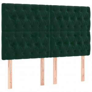 Cabeceira de cama 4 pcs veludo 72x7x78/88 cm verde-escuro H