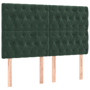 Cabeceros 4 unidades de terciopelo verde oscuro 72x7x78/88 cm H