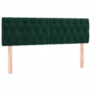 Cabeceira de cama 2 pcs veludo 72x7x78/88 cm verde-escuro H