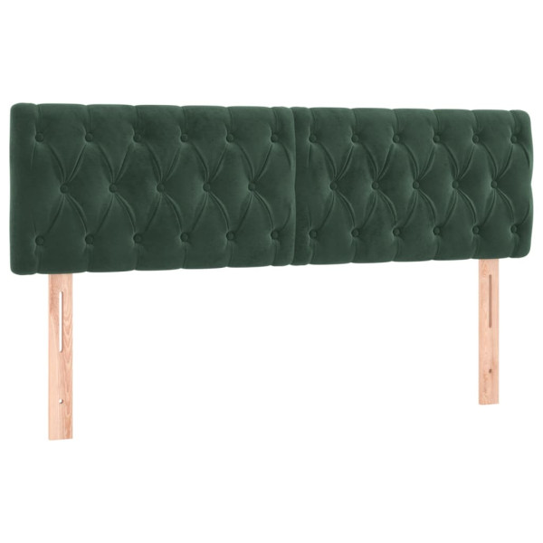 Cabeceira de cama 2 pcs veludo 72x7x78/88 cm verde-escuro M 2