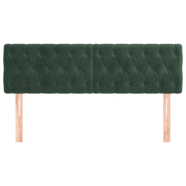 Cabeceira de cama 2 pcs veludo 72x7x78/88 cm verde-escuro M 3