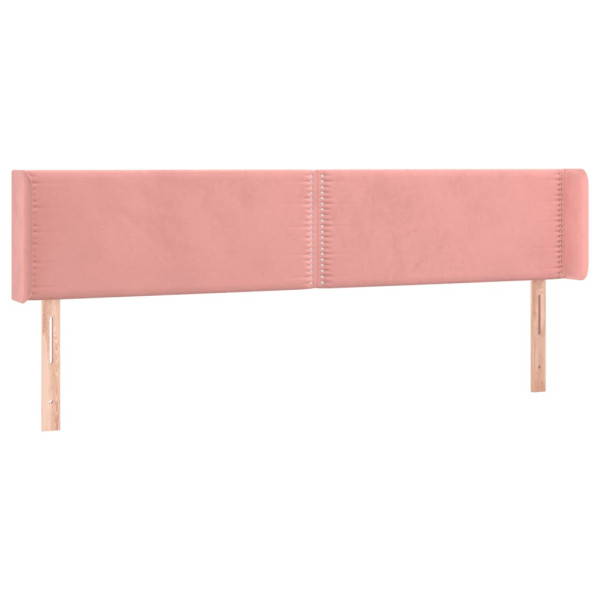 Cabeceira de cama c/ abas veludo 183x16x78/88 cm rosa M 2