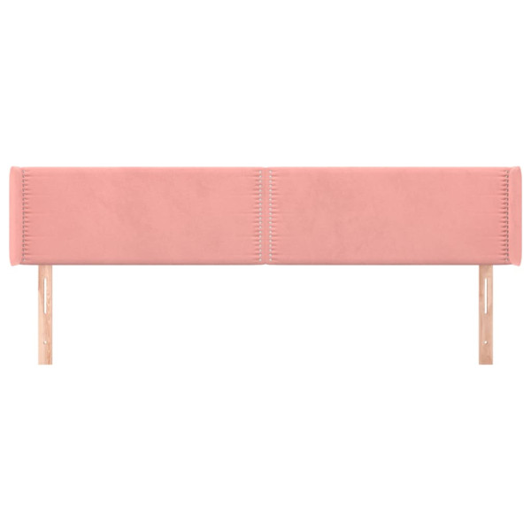 Cabeceira de cama c/ abas veludo 183x16x78/88 cm rosa M 3