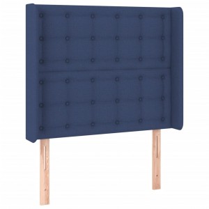 Cabeceira de cama c/ abas tecido 93x16x118/128 cm azul H