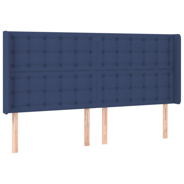 Cabecero con orejas de tela azul 183x16x118/128 cm M 2