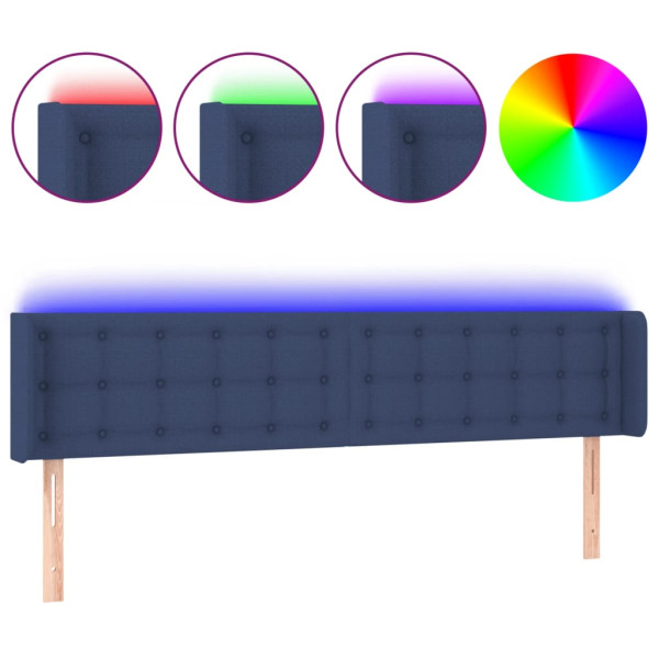 Cabecero con LED de tela azul 183x16x78/88 cm M 2