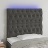 Cabecero con luces LED terciopelo gris oscuro 90x7x118/128 cm 1