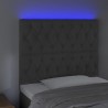 Cabeceira de cama c/ LED veludo 90x7x118/128 cm cinza-escuro 3