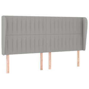 Cabecero con orejas de tela gris claro 183x23x118/128 cm H
