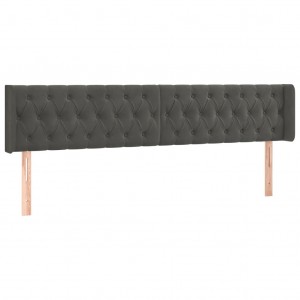Cabeceira de cama c/ abas veludo 183x16x78/88cm cinzento-escuro H