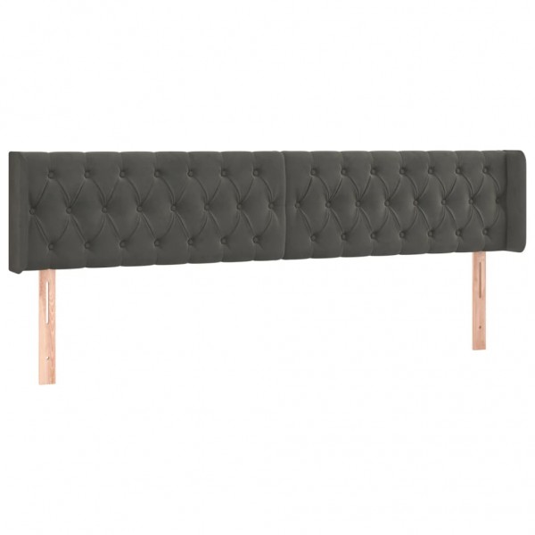 Cabeceira de cama c/ abas veludo 183x16x78/88cm cinzento-escuro M 2