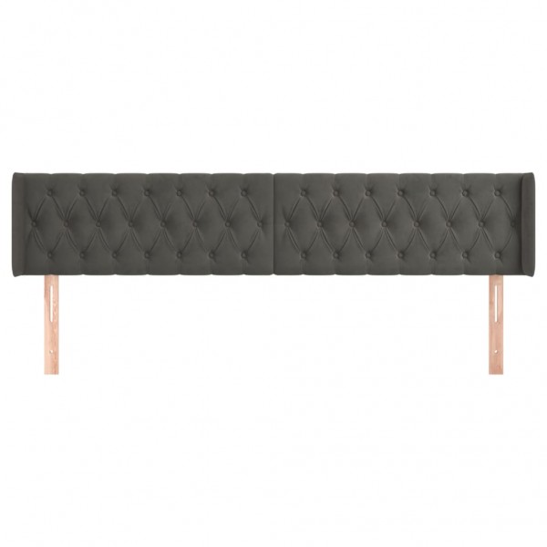 Cabeceira de cama c/ abas veludo 183x16x78/88cm cinzento-escuro M 3