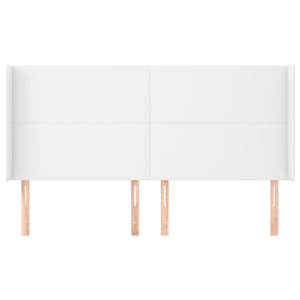 Cabecero con orejas cuero sintético blanco 183x23x118/128cm M 3