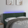 Cabeceira cama c/ luzes LED veludo 147x16x78/88 cm verde-escuro 1