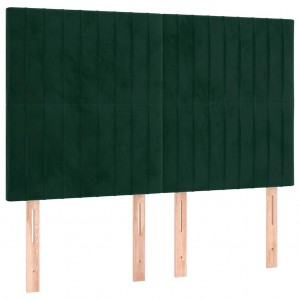 Cabeceira de cama 4 pcs veludo 72x5x78/88 cm verde-escuro H