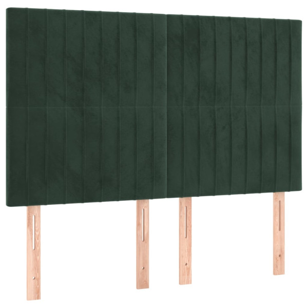 Cabeceros 4 unidades terciopelo verde oscuro 72x5x78/88 cm M 2