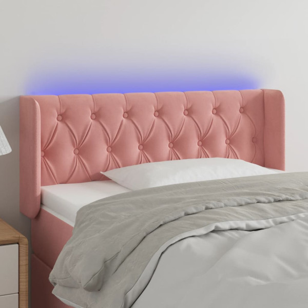 Cabecero con LED de terciopelo rosa 103x16x78/88 cm D