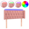 Cabeceira de cama c/ luzes LED veludo 93x16x78/88 cm rosa 2