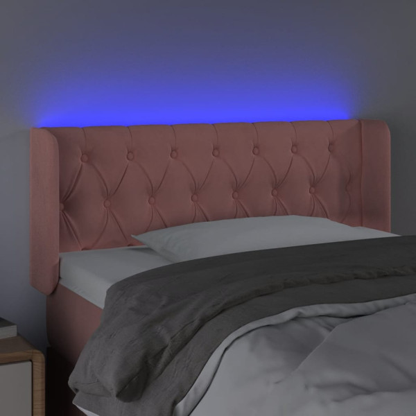 Cabecero con LED de terciopelo rosa 103x16x78/88 cm M 4