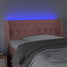 Cabeceira de cama c/ luzes LED veludo 93x16x78/88 cm rosa 4