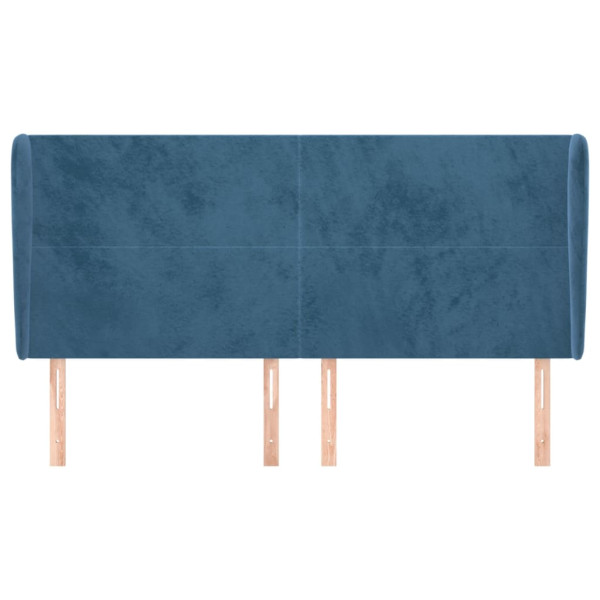 Cabeceira cama c/ abas veludo 183x23x118/128 cm azul-escuro M 3