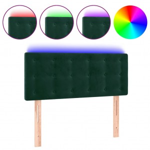 Cabeceira de cama c/luzes LED veludo 100x5x78/88cm verde-escuro H