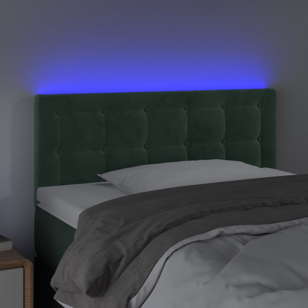 Cabeceira de cama c/luzes LED veludo 100x5x78/88cm verde-escuro M 3