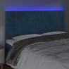 Cabeceira cama c/ luzes LED veludo 180x5x118/128cm azul-escuro 3