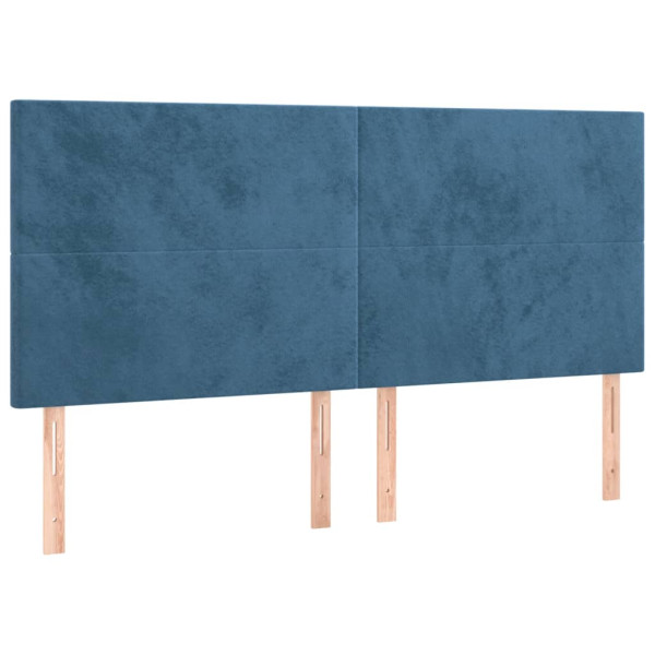 Cabeceira cama c/ luzes LED veludo 180x5x118/128cm azul-escuro M 4