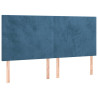 Cabeceira cama c/ luzes LED veludo 180x5x118/128cm azul-escuro 4