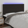 Cabecero con luces LED tela negro 160x5x118/128 cm 1