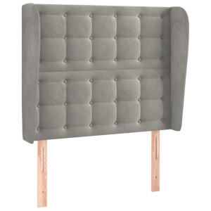 Cabecero con orejas de terciopelo gris claro 83x23x118/128 cm H