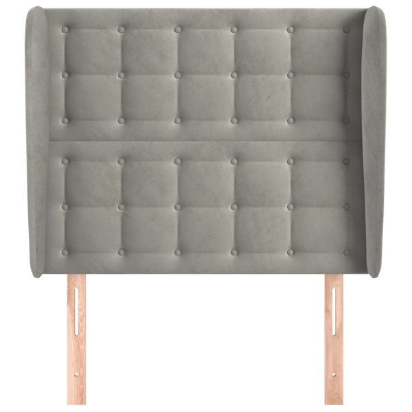 Cabecero con orejas de terciopelo gris claro 83x23x118/128 cm M 3
