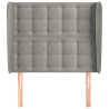 Cabecero con orejas de terciopelo gris claro 83x23x118/128 cm 3