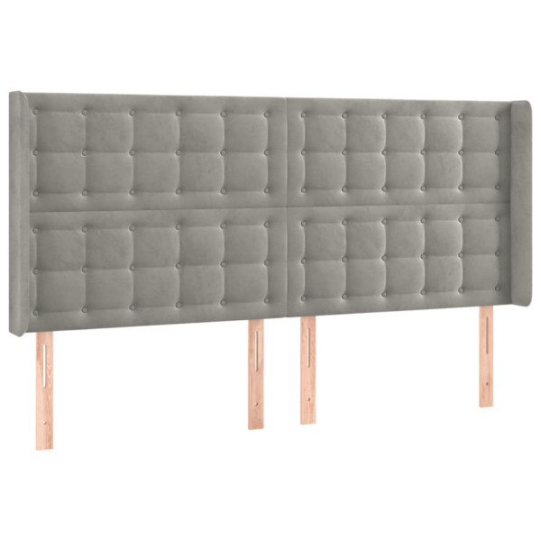 Cabeceira cama c/ abas veludo 163x16x118/128 cm cinzento-claro M 2