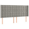 Cabeceira cama c/ abas veludo 163x16x118/128 cm cinzento-claro 2