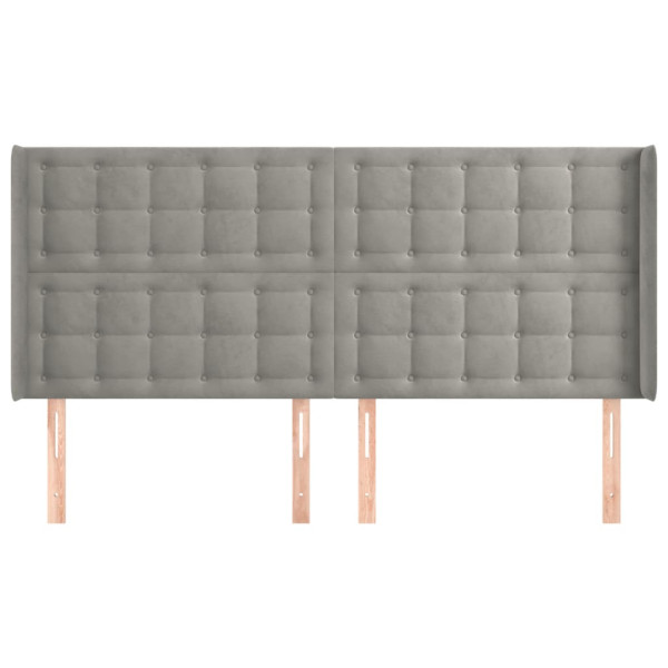 Cabeceira cama c/ abas veludo 163x16x118/128 cm cinzento-claro M 3