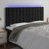 Cabeceira de cama c/ luzes LED veludo 200x5x118/128 cm preto 1