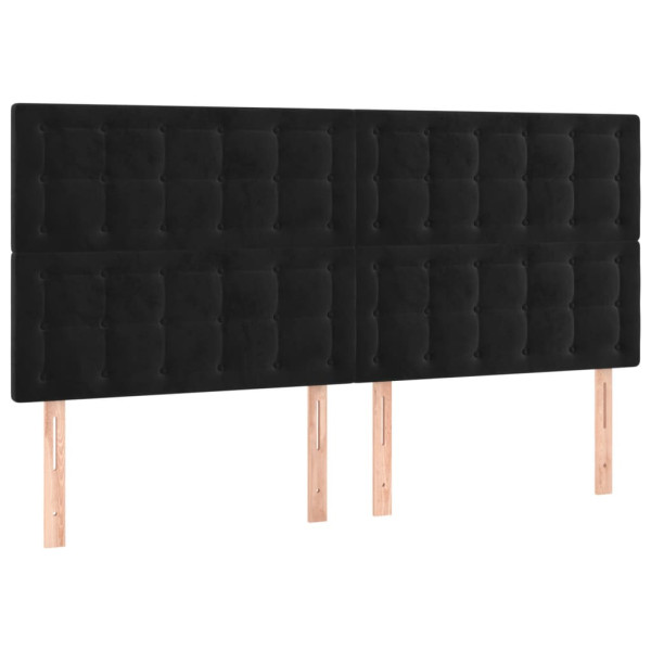 Cabeceira de cama c/ luzes LED veludo 200x5x118/128 cm preto M 4